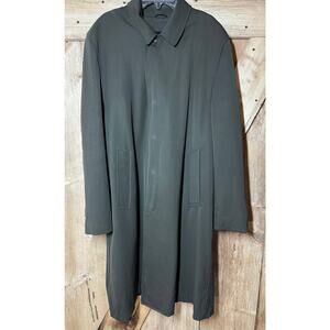 Vtg Alligator Gold Label Gabardine Coat Unisex Water Repellent Trench Zip Liner